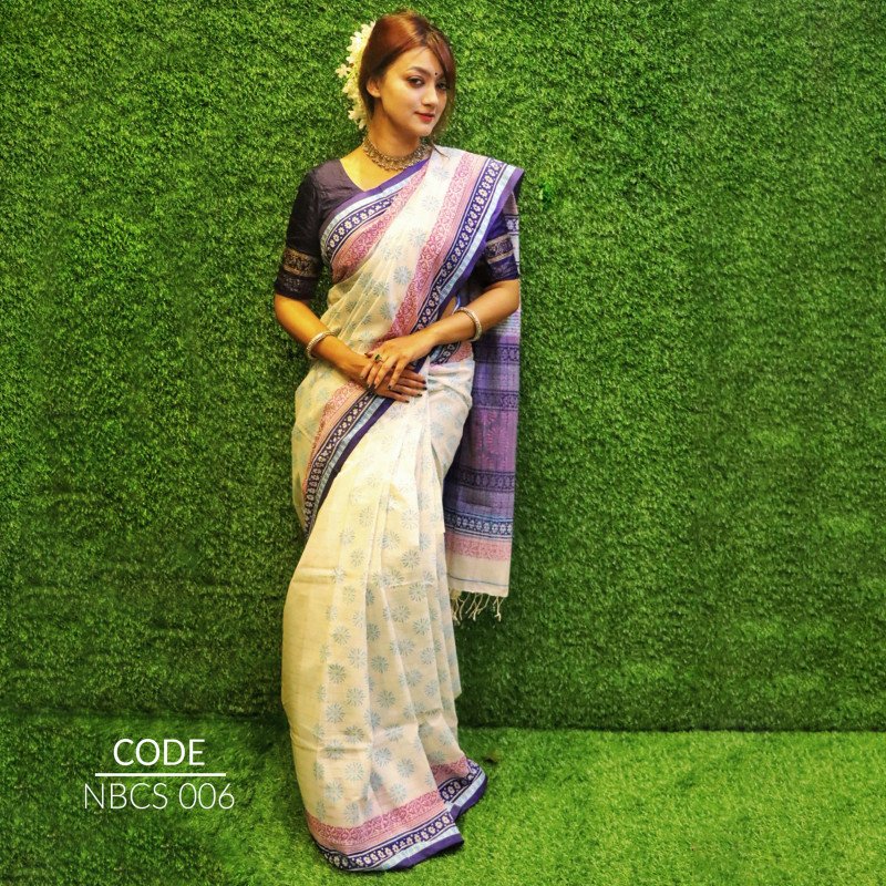 Block cotton saree NBCS006
