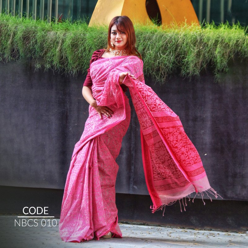 Block cotton saree NBCS010