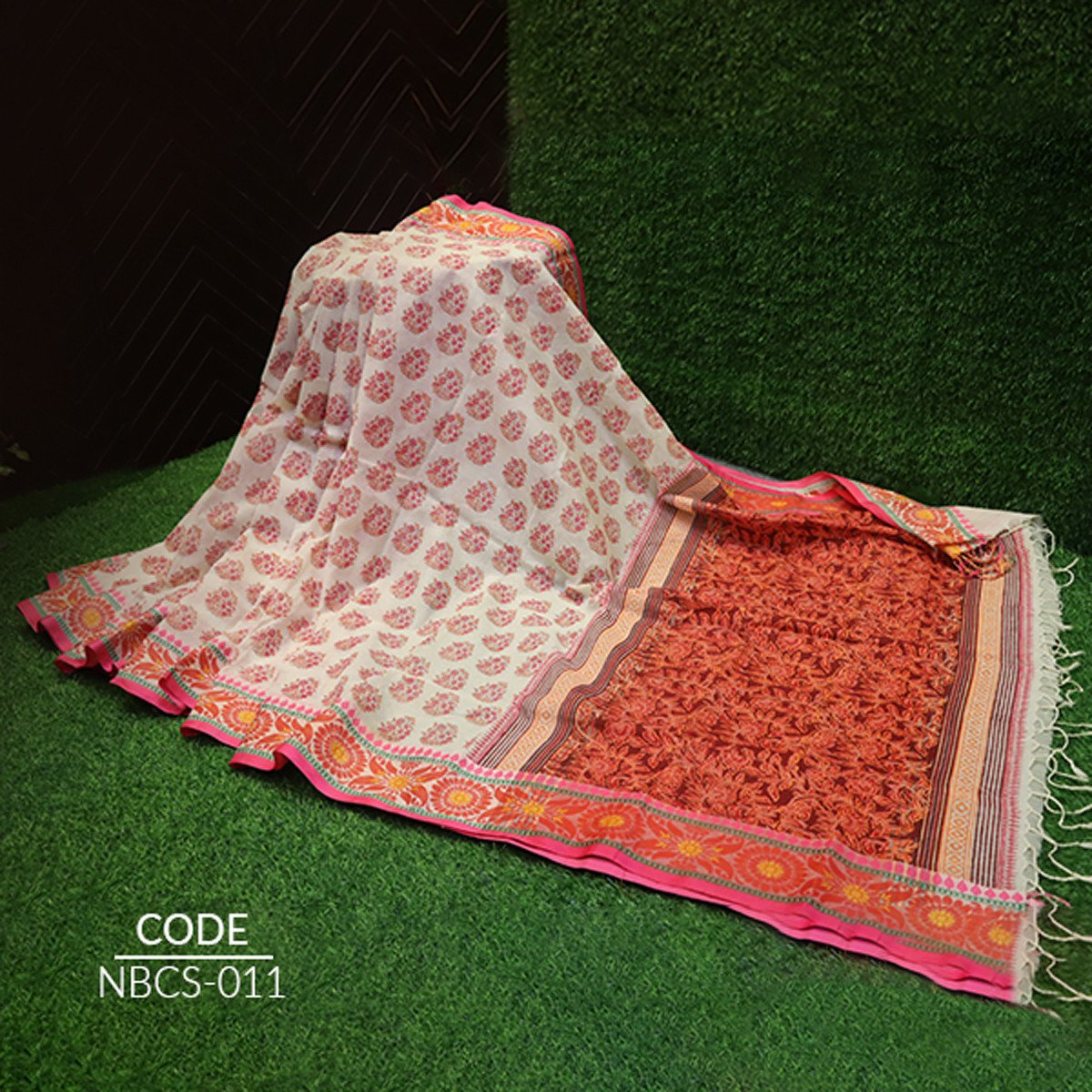 Block cotton saree NBCS011